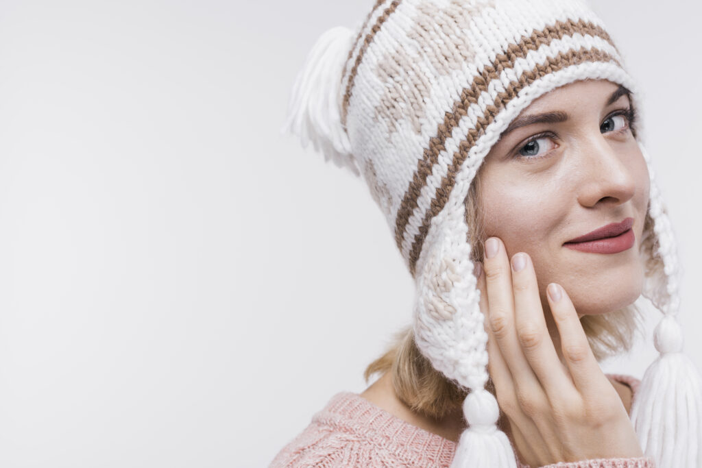 portrait woman with winter hat